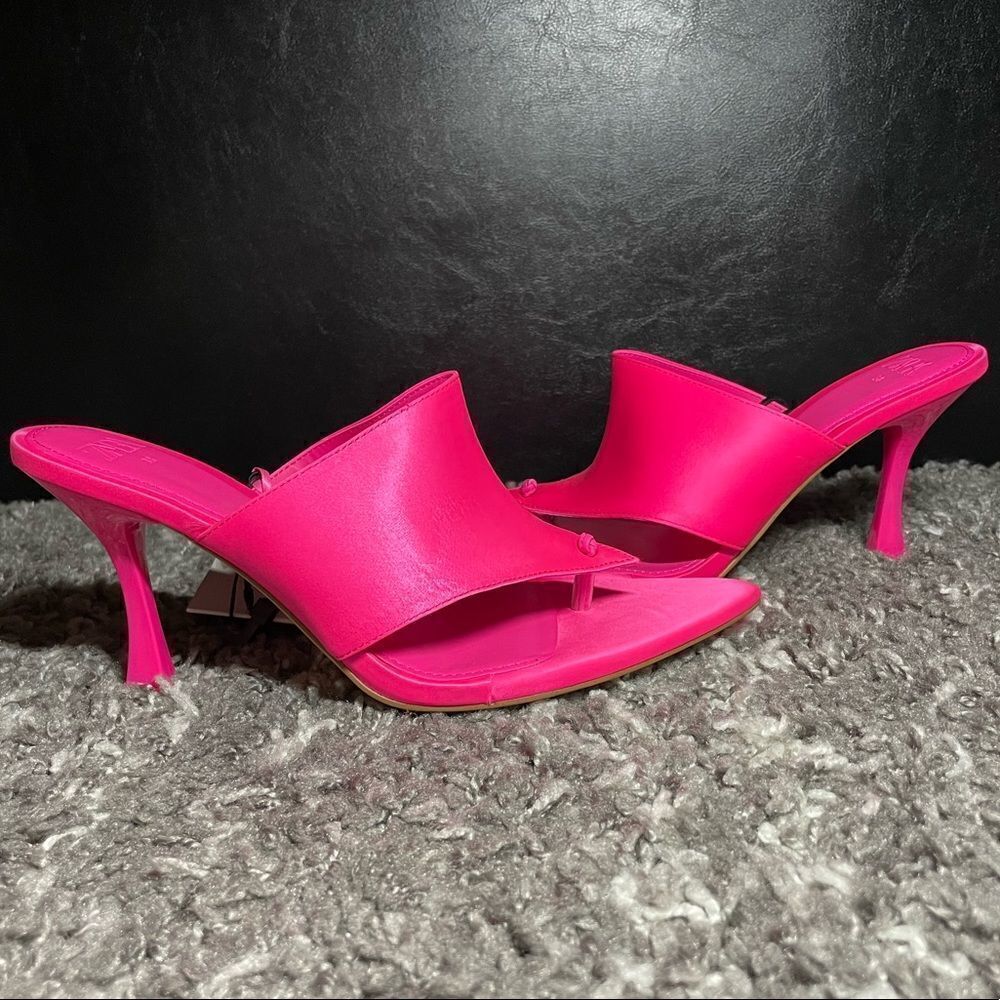 NWT Zara Satin Effect High Heel Sandals - Picture 5 of 12